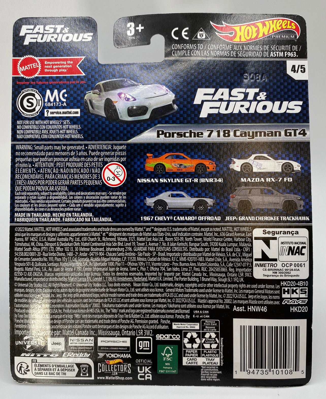 HW Fast & Furious Porsche 718 Cayman GT4 White