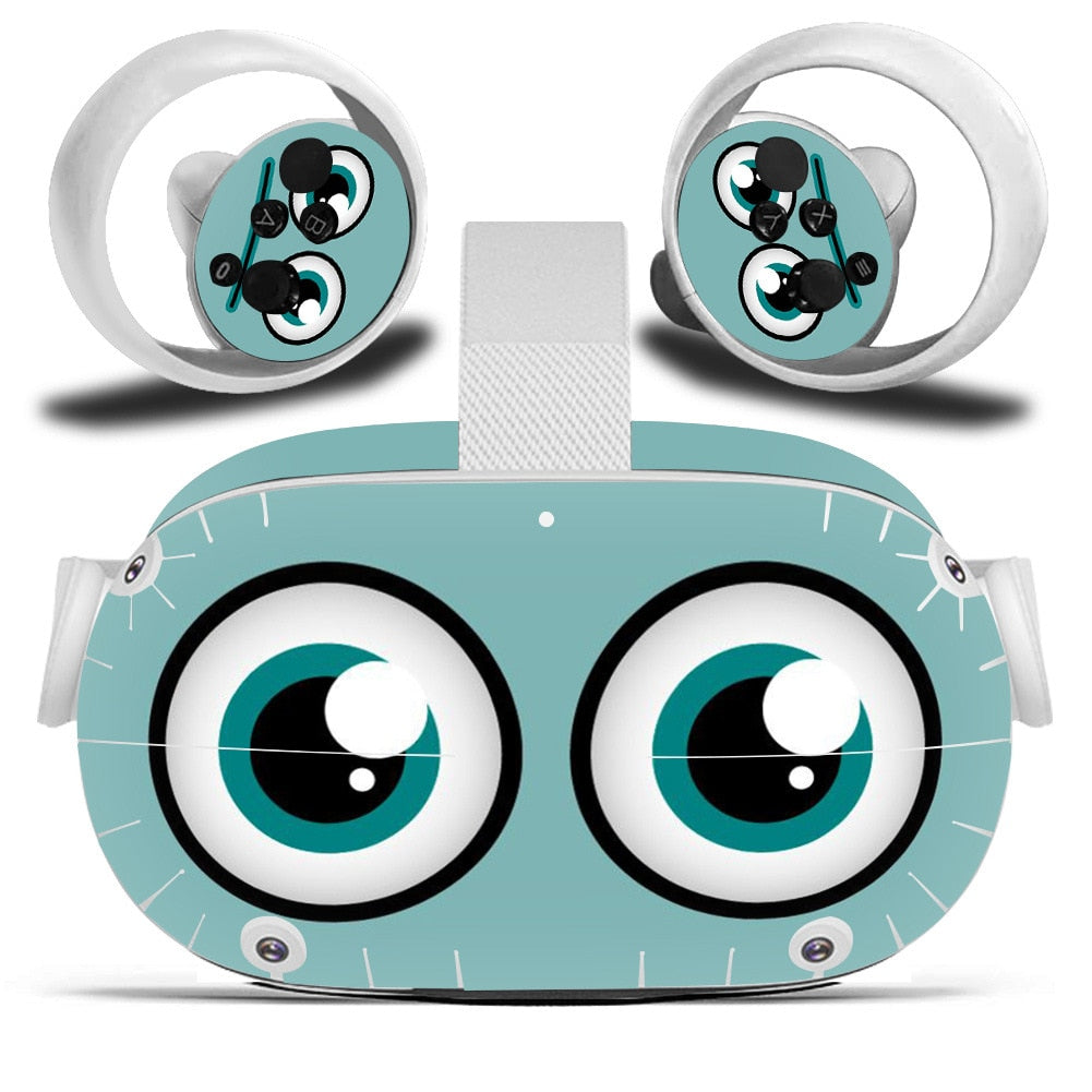 Vinyl Decal Skin Sticker for Oculus Quest 2 VR Headset Controller Cute Cartoon Protective Cover for Oculus Quest 2 Accessories