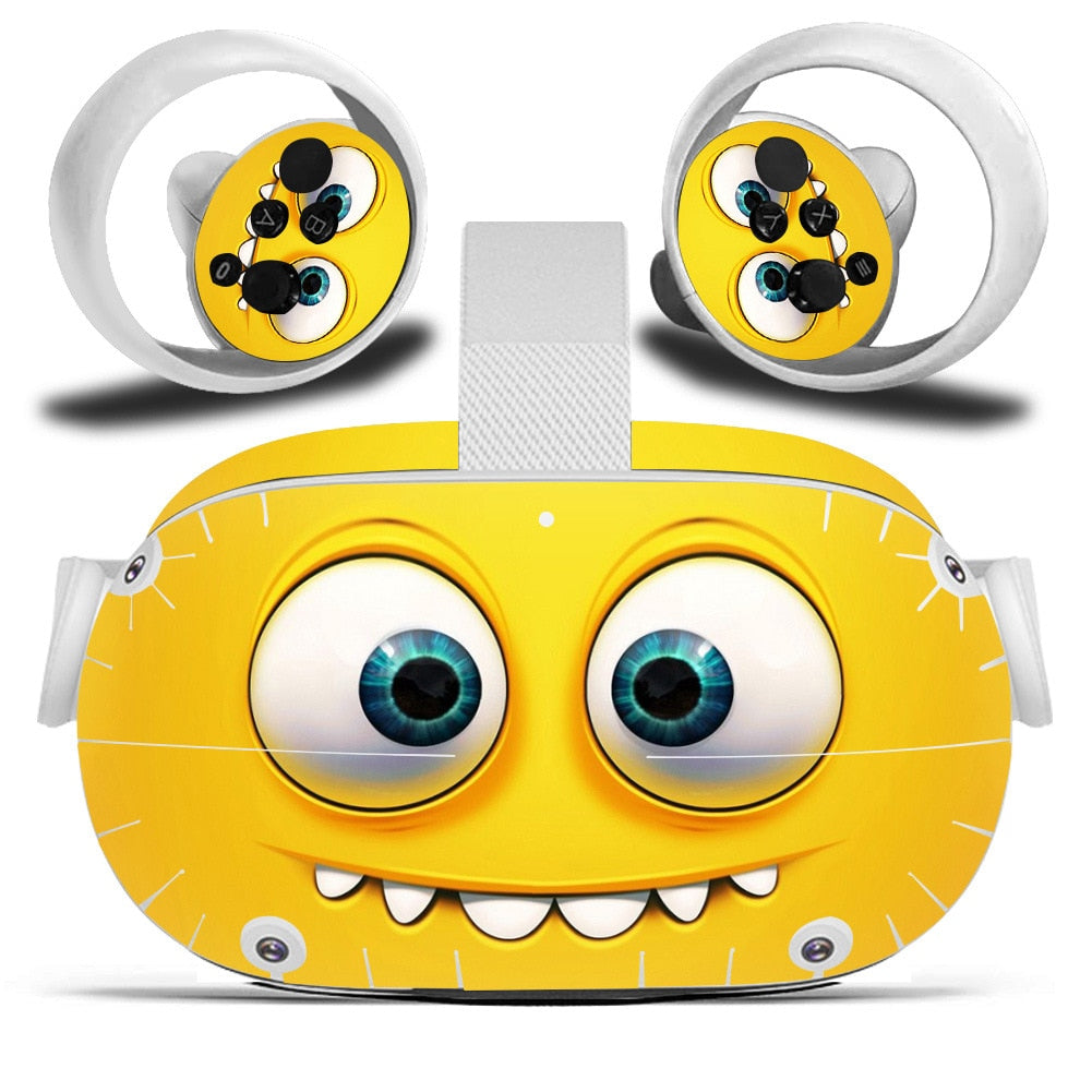 Vinyl Decal Skin Sticker for Oculus Quest 2 VR Headset Controller Cute Cartoon Protective Cover for Oculus Quest 2 Accessories