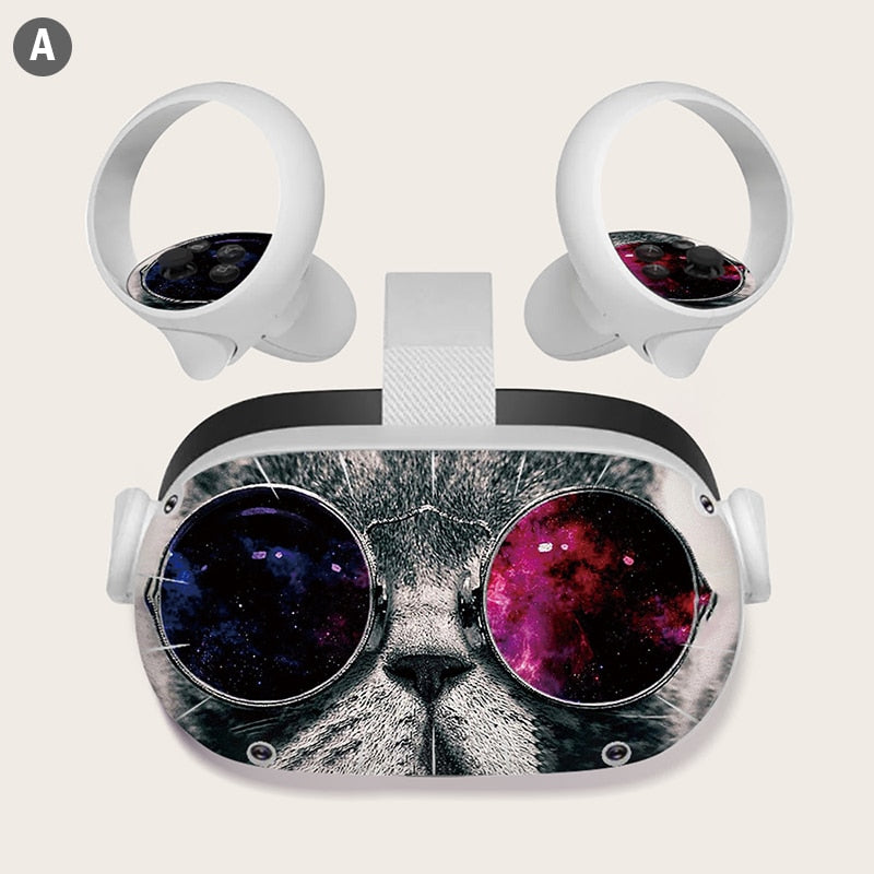 Skin Sticker for Oculus Quest 2 VR Headset Controller PVC Decals Cute Cartoon Wrap Cover for Oculus Quest 2 Accessories