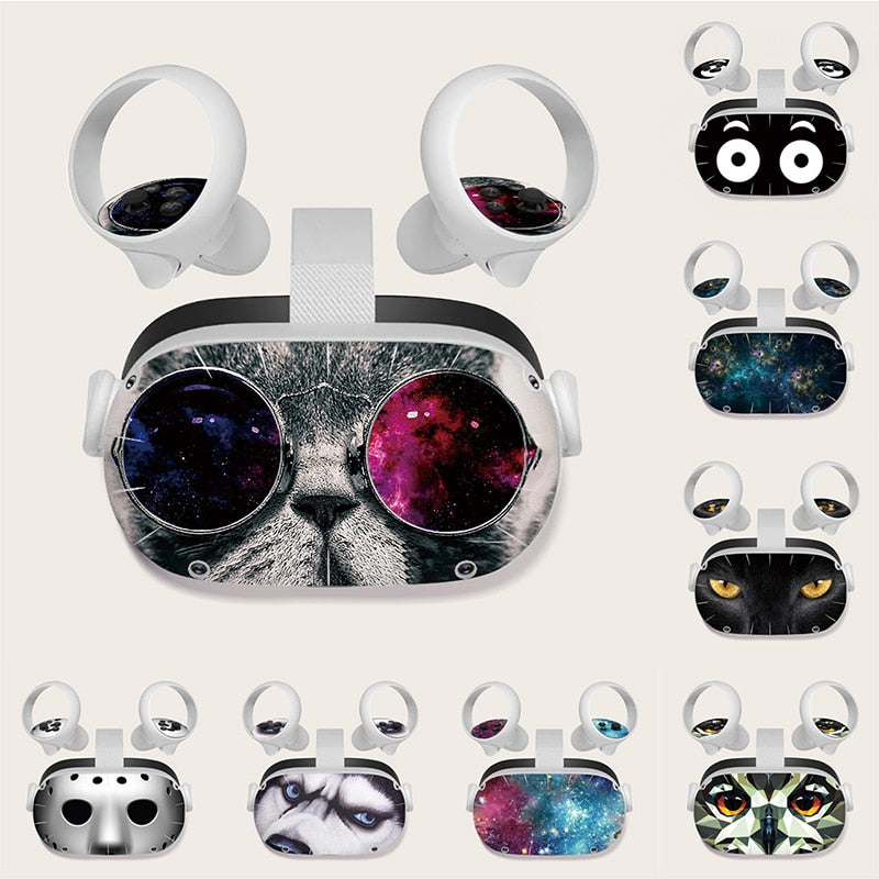 Skin Sticker for Oculus Quest 2 VR Headset Controller PVC Decals Cute Cartoon Wrap Cover for Oculus Quest 2 Accessories