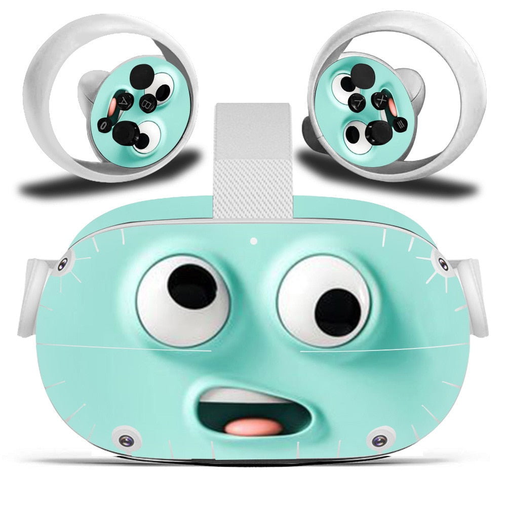 Vinyl Decal Skin Sticker for Oculus Quest 2 VR Headset Controller Cute Cartoon Protective Cover for Oculus Quest 2 Accessories